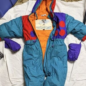 Vintage 90's Brambilla France Toddler Baby Snowsuit Red Blue Yellow 18/24 Months